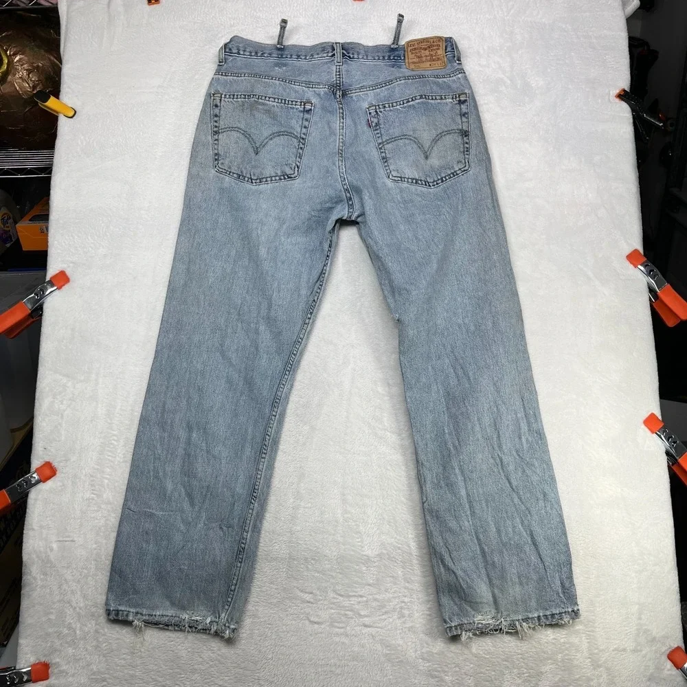 Levi's 505 Straight Leg Jeans Men's 34X31 Blue Denim Pockets Zip‎ Fly - Flaws